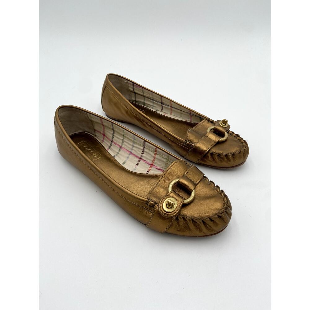 Coach Turnlock Metallic Flats Loafers Size 7.5